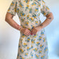 70s Floral Short Sleeve Collared Day Dress (XL)