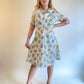 70s Floral Short Sleeve Collared Day Dress (XL)