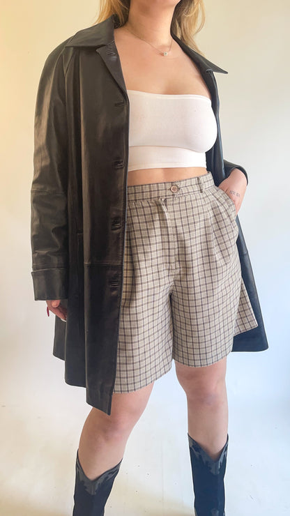 90s Black Leather Blazer (S/M)