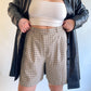 90s Tan Checked Trouser Fit Shorts (W32")