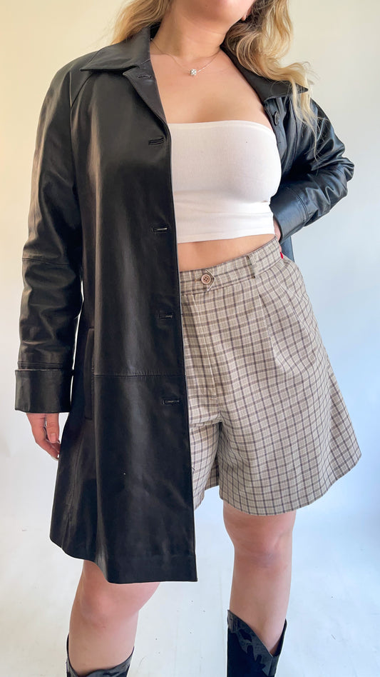 90s Black Leather Blazer (S/M)