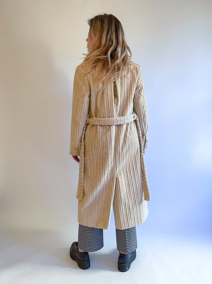 S/M 70s Tan Jumbo Corduroy Duster Robe Coat