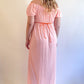 60s Pink Puff Sleeve Lightweight Nylon Maxi Dress (M)