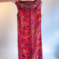 60s Rainbow Psychedelic Paisley Cowl Neck Mini Dress (S)