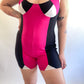 80s Pink Colorblock Biketard (L)