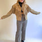L 80s Tan Suede Fringe Jacket