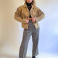 L 80s Tan Suede Fringe Jacket