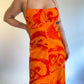 60s/70s Fumi's Hawaiian Orange Backless Maxi Dress (S/M)