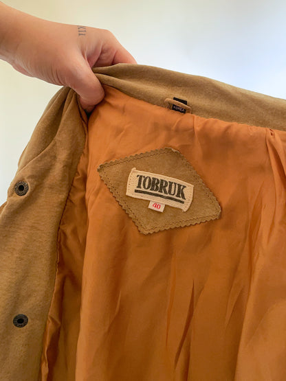 L 80s Tan Suede Fringe Jacket