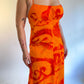 60s/70s Fumi's Hawaiian Orange Backless Maxi Dress (S/M)