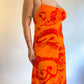 60s/70s Fumi's Hawaiian Orange Backless Maxi Dress (S/M)