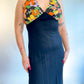 70s Floral 2pc Backless Dress & Butterfly Sleeve Tie Top Set