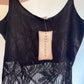 90s-00s Deadstock Black Crochet Fringe Lace Tank Top (S/M)