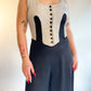 70s Sparkly Disco Sleeveless Tuxedo Wide Leg Jumpsuit (M/L)