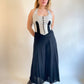 70s Sparkly Disco Sleeveless Tuxedo Wide Leg Jumpsuit (M/L)