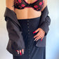 90s Black Maxi Skirt w/ Buttons (M/L)