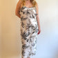 90s Cream Patterned Maxi Slip Dress (M)