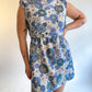 60s Blue Floral Daisy Print Mini Dress (M/L)