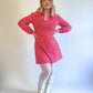 70s Handmade Heart Print Mini Dress & Scarf Set