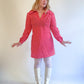 70s Handmade Heart Print Mini Dress & Scarf Set
