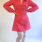 70s Handmade Heart Print Mini Dress & Scarf Set