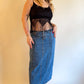 90s-00s Denim Low Rise Maxi Skirt (M/L)