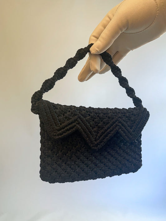 Vintage Black Macrame Mini Bag