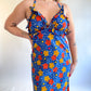 70s ABC Flower Print Maxi Dress (M)