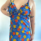 70s ABC Flower Print Maxi Dress (M)