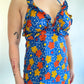 70s ABC Flower Print Maxi Dress (M)