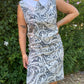 60s Black & White Paisley Collared Day Dress (M)