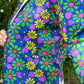 60s Mod Colorful Floral Rain Jacket Windbreaker (M/L)