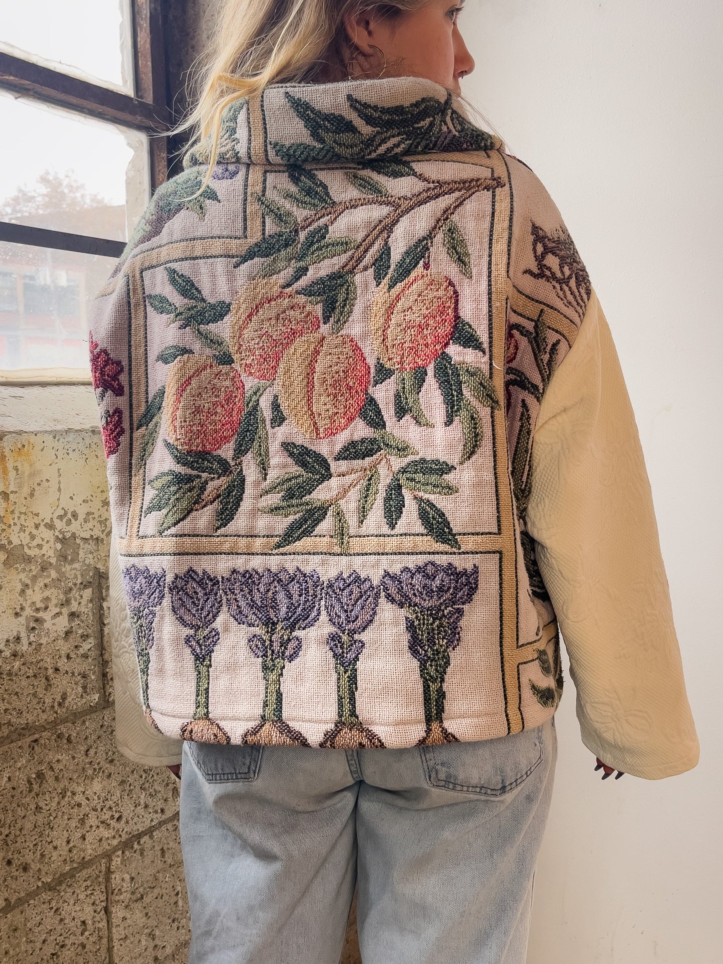 Handmade Fruit Print Tapestry Blanket Jacket