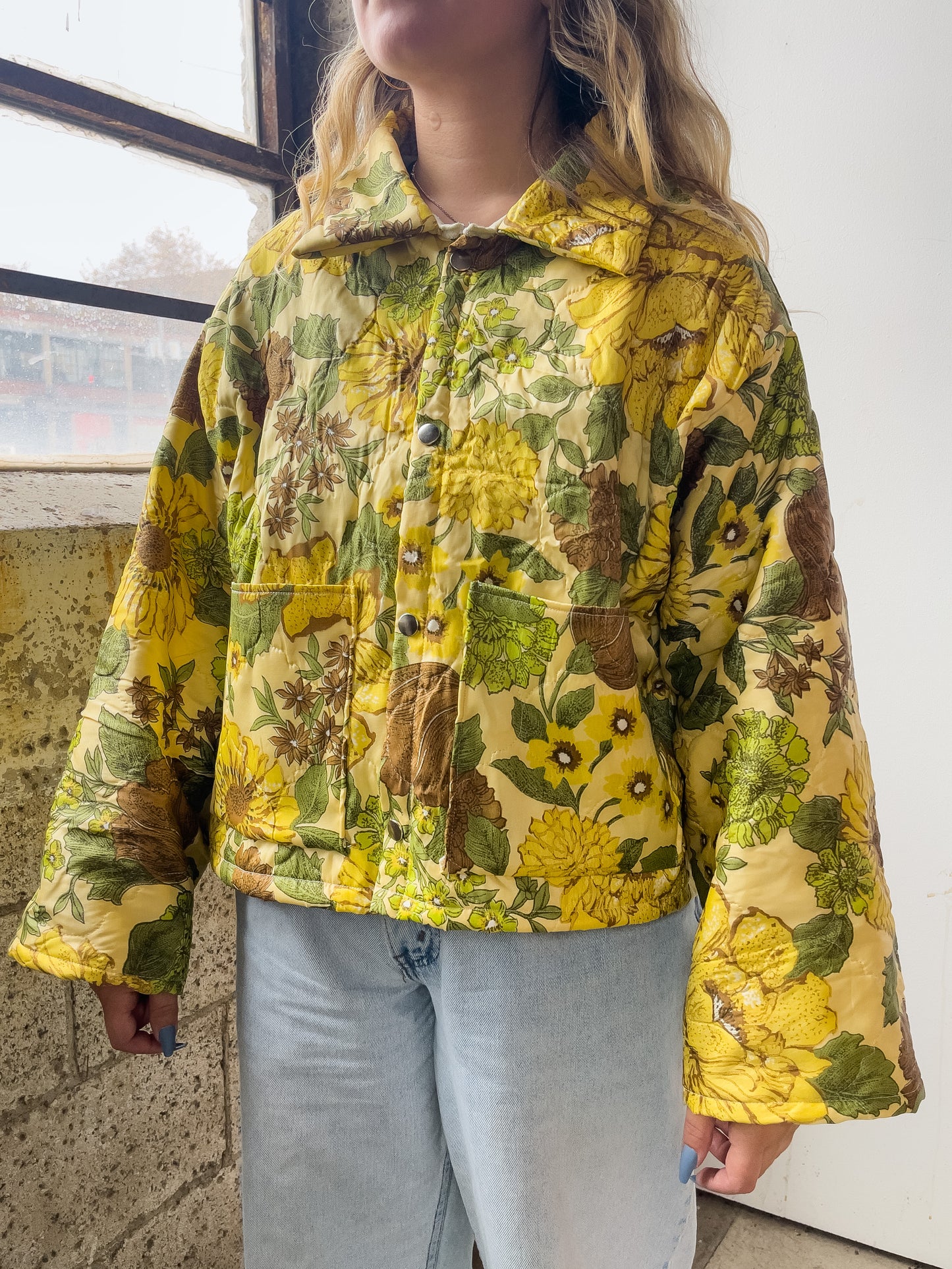 Handmade Yellow Floral Quilt Jacket