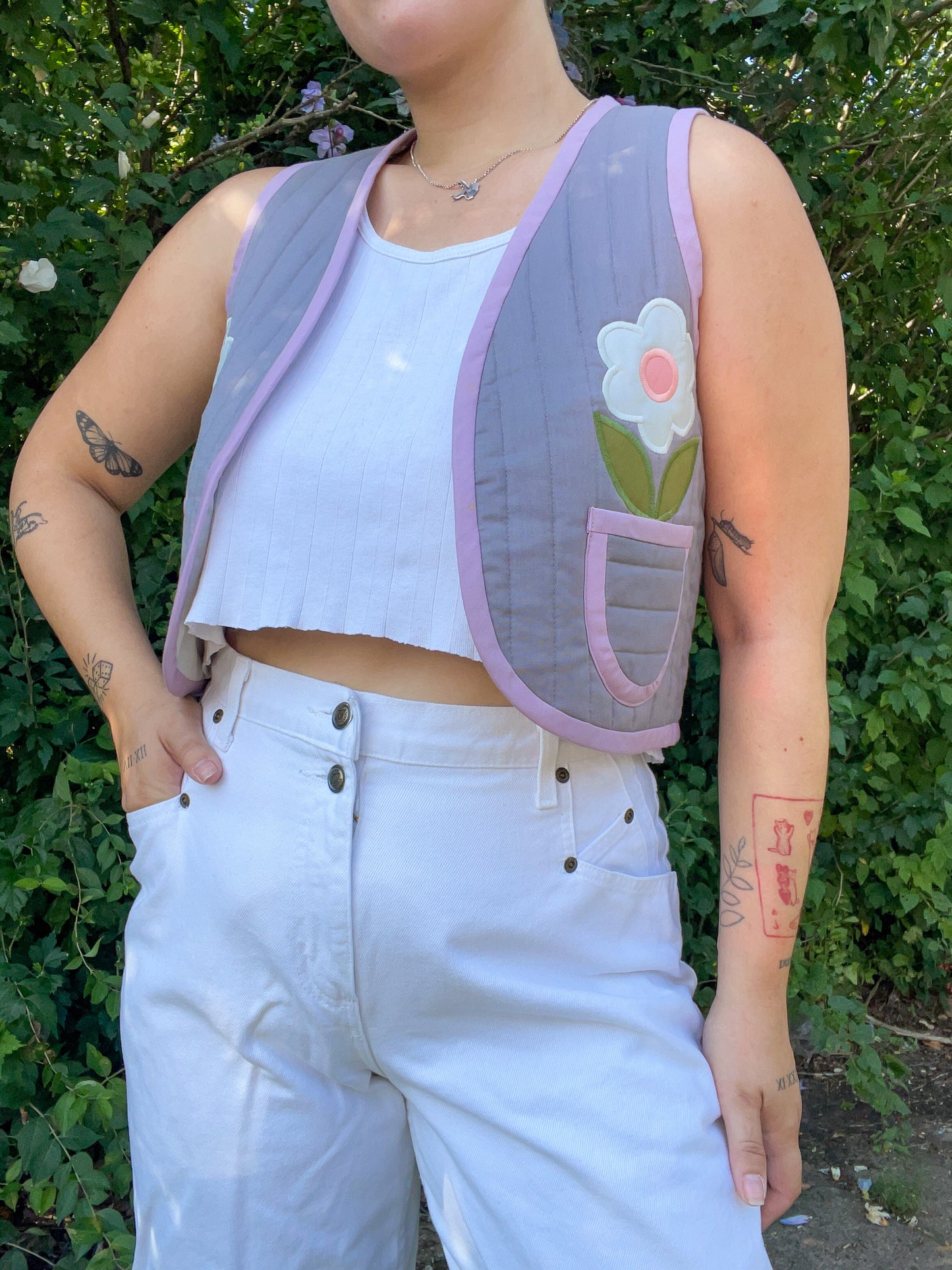 70s Floral Quilted Vest (XS/S)