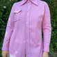 70s Lilac Gingham Button Up Shirt Jacket (L)