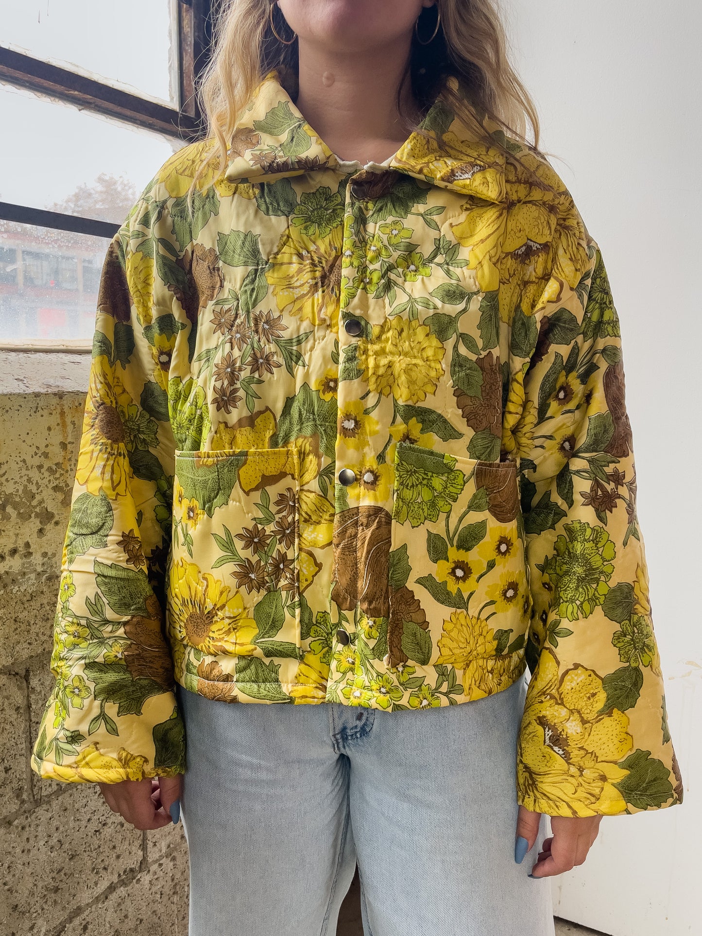 Handmade Yellow Floral Quilt Jacket