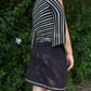 90s Black & White Striped Shoulder Cut Out Crop Top (S/M)